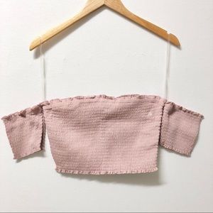 BNWT Sexy Lilac Off the Shoulder Smocked Crop Top